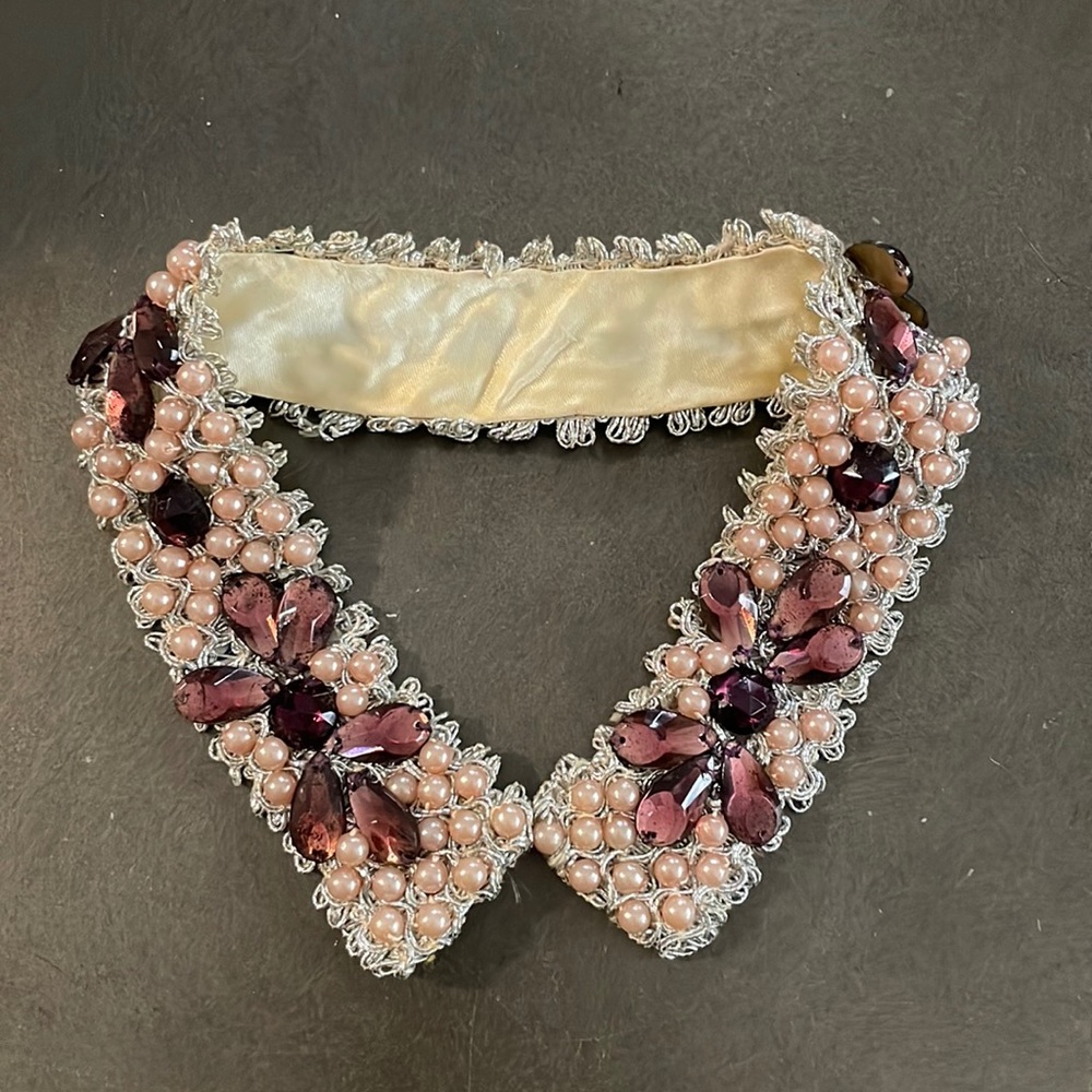 Purple and silver jeweled collar